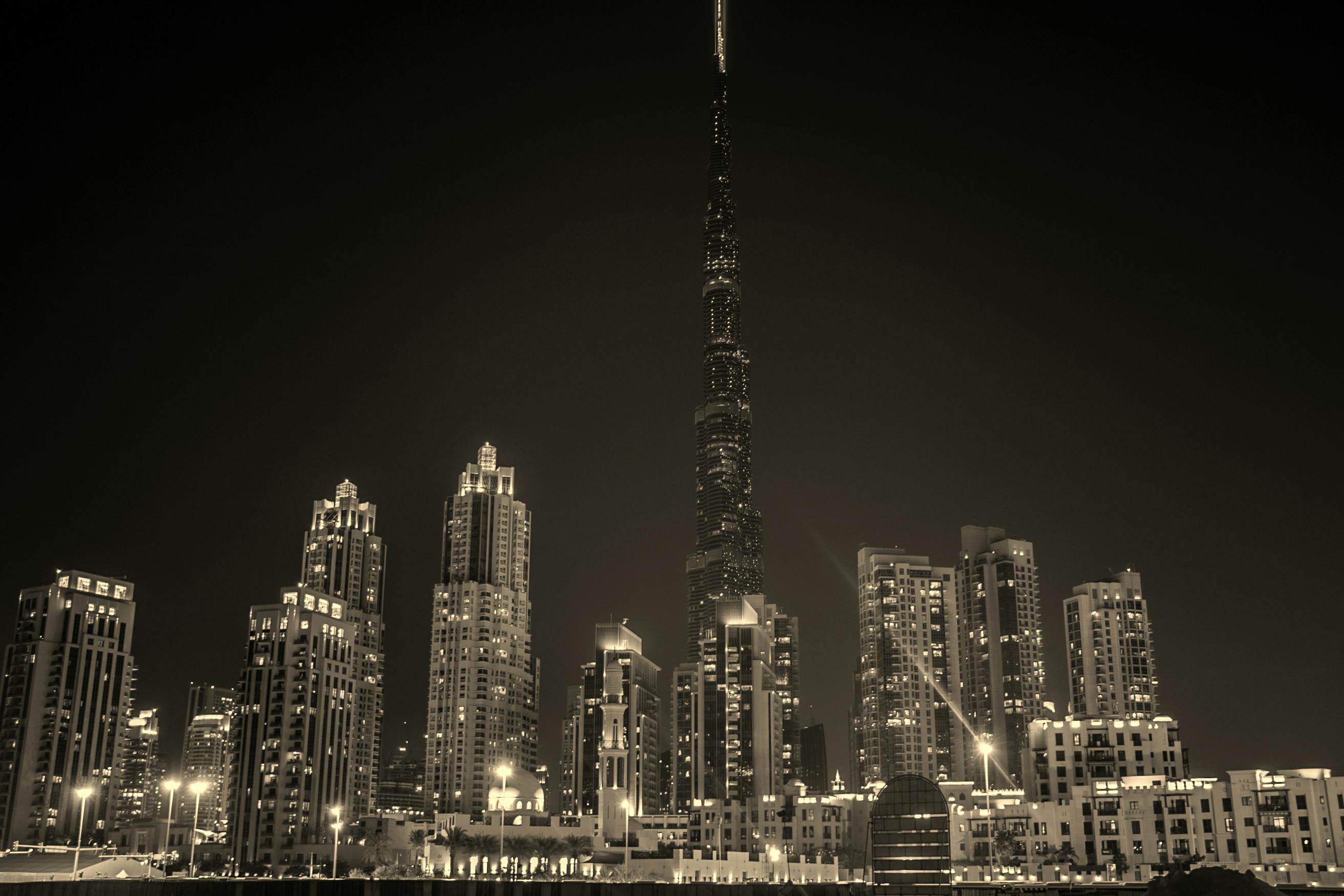 Dubai skyline with business professionals